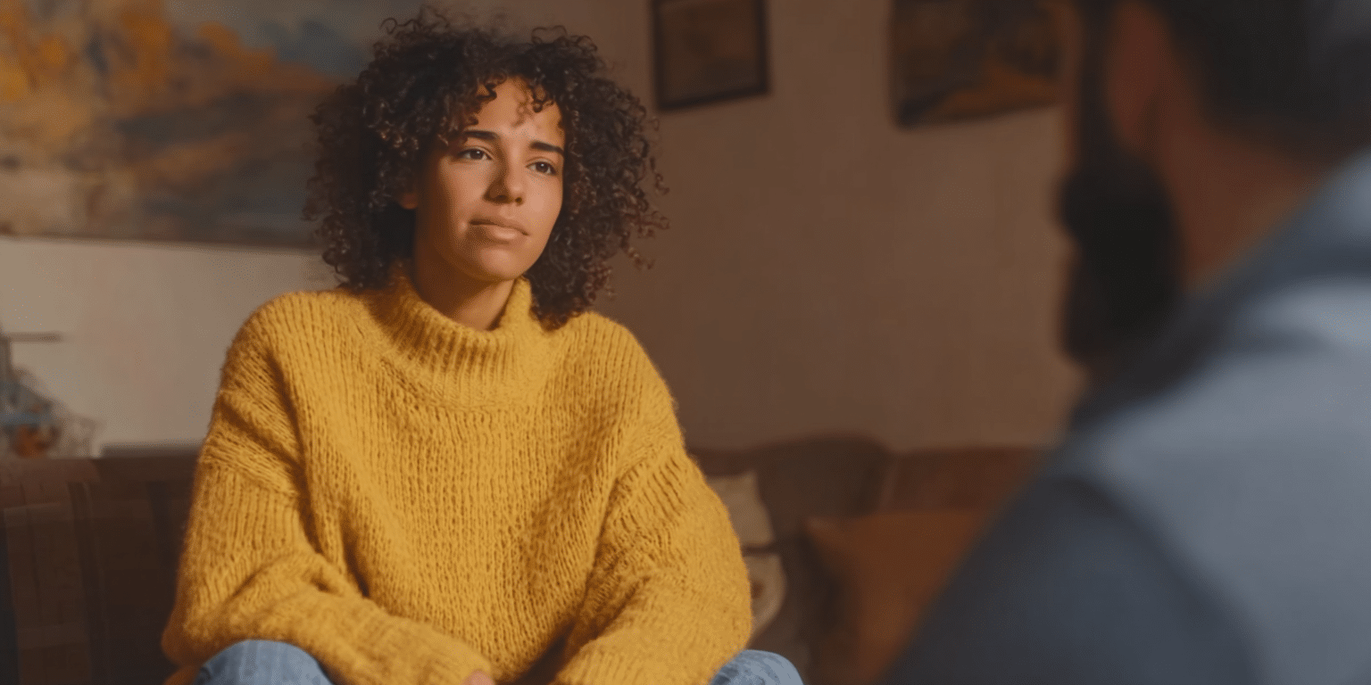 a woman in her first therapy session in Charleston