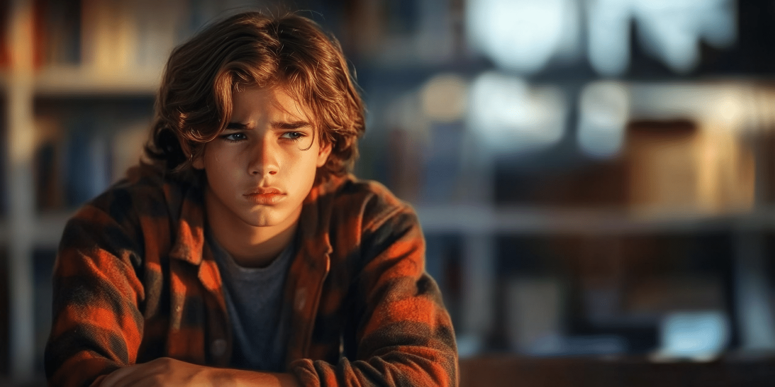a teen looking angry and sullen at home